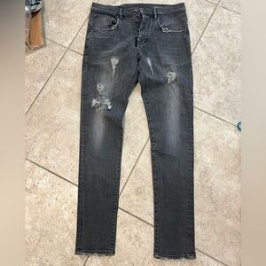 Purple Brand Men’s Black Jeans Mens Size 32 P002 DISTRESSED HOLES Skinny $395